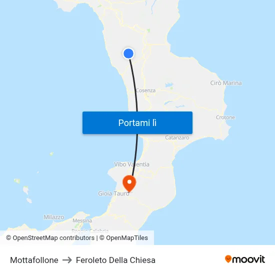 Mottafollone to Feroleto Della Chiesa map