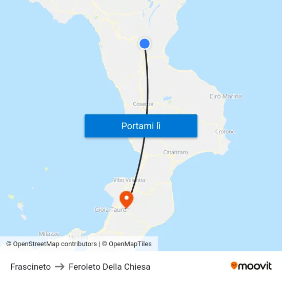 Frascineto to Feroleto Della Chiesa map