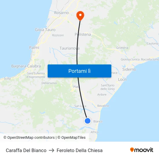 Caraffa Del Bianco to Feroleto Della Chiesa map