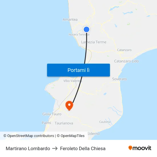 Martirano Lombardo to Feroleto Della Chiesa map