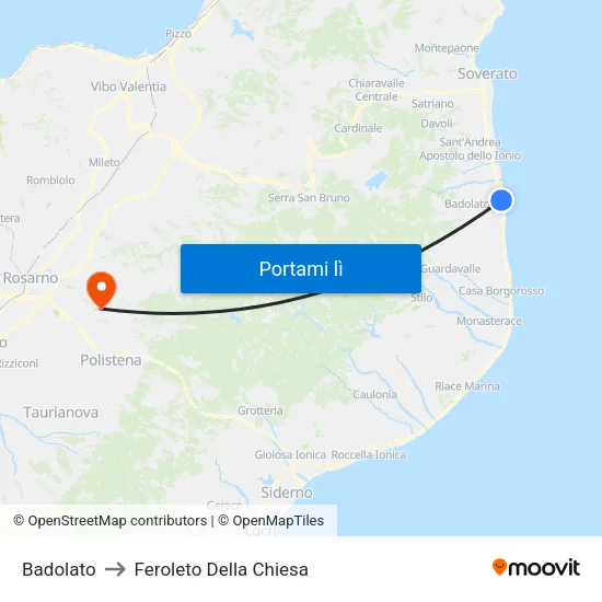 Badolato to Feroleto Della Chiesa map