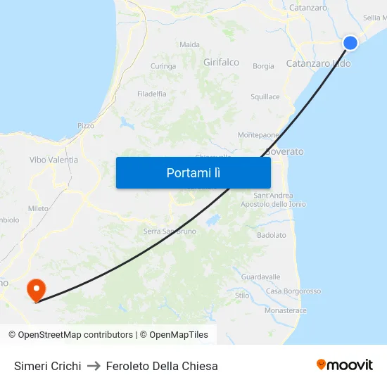 Simeri Crichi to Feroleto Della Chiesa map