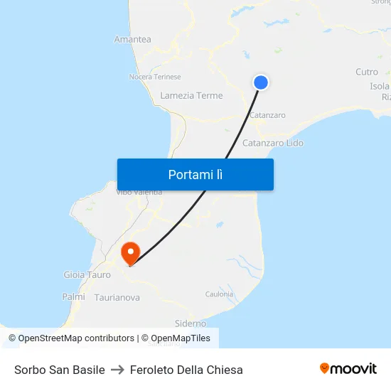 Sorbo San Basile to Feroleto Della Chiesa map