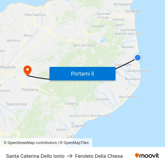 Santa Caterina Dello Ionio to Feroleto Della Chiesa map
