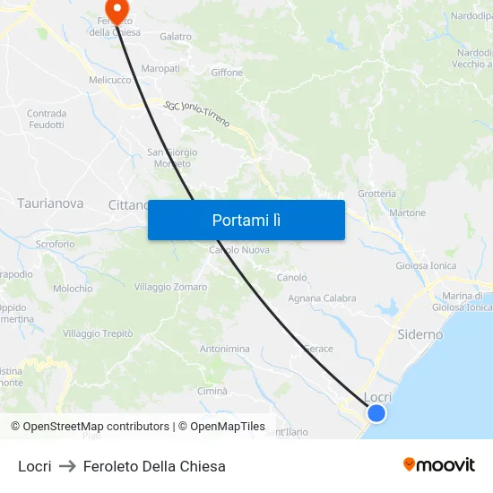 Locri to Feroleto Della Chiesa map
