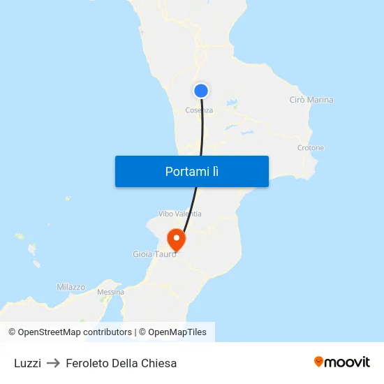 Luzzi to Feroleto Della Chiesa map