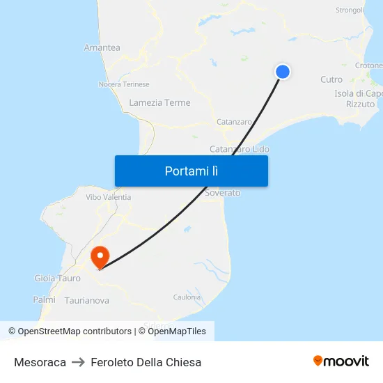 Mesoraca to Feroleto Della Chiesa map