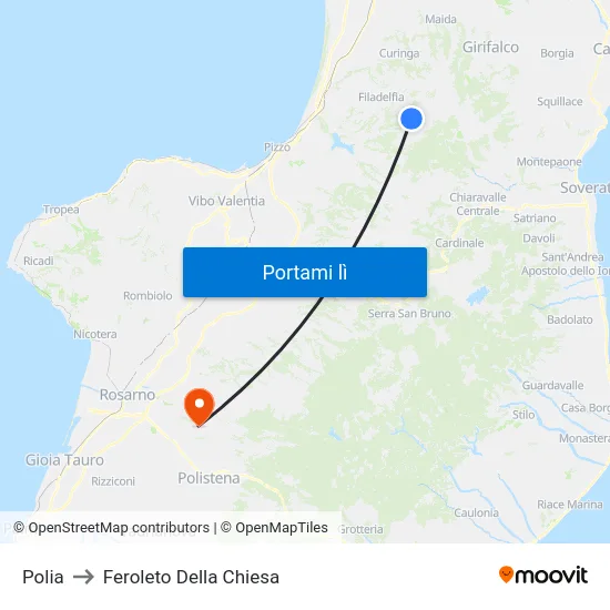 Polia to Feroleto Della Chiesa map