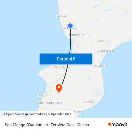 San Mango D'Aquino to Feroleto Della Chiesa map