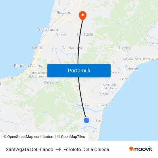Sant'Agata Del Bianco to Feroleto Della Chiesa map
