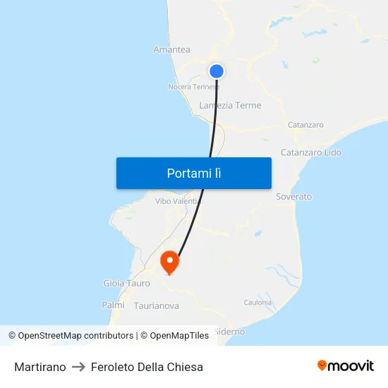 Martirano to Feroleto Della Chiesa map