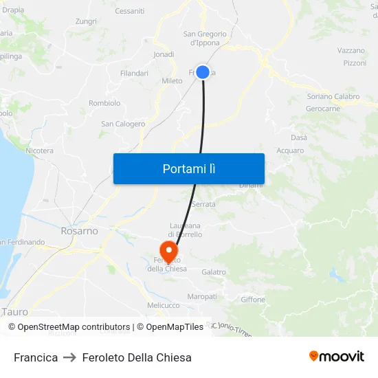 Francica to Feroleto Della Chiesa map