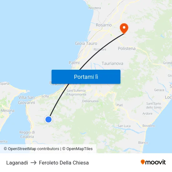Laganadi to Feroleto Della Chiesa map