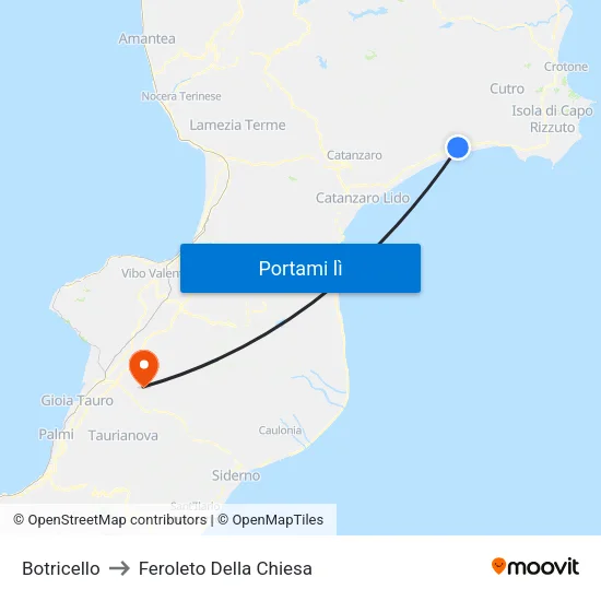 Botricello to Feroleto Della Chiesa map