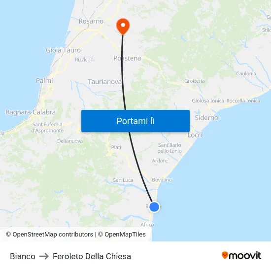 Bianco to Feroleto Della Chiesa map