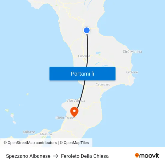 Spezzano Albanese to Feroleto Della Chiesa map