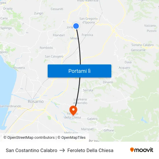 San Costantino Calabro to Feroleto Della Chiesa map