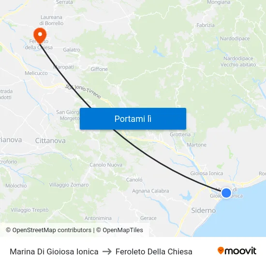 Marina Di Gioiosa Ionica to Feroleto Della Chiesa map