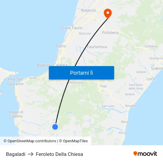 Bagaladi to Feroleto Della Chiesa map