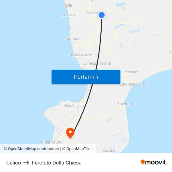 Celico to Feroleto Della Chiesa map