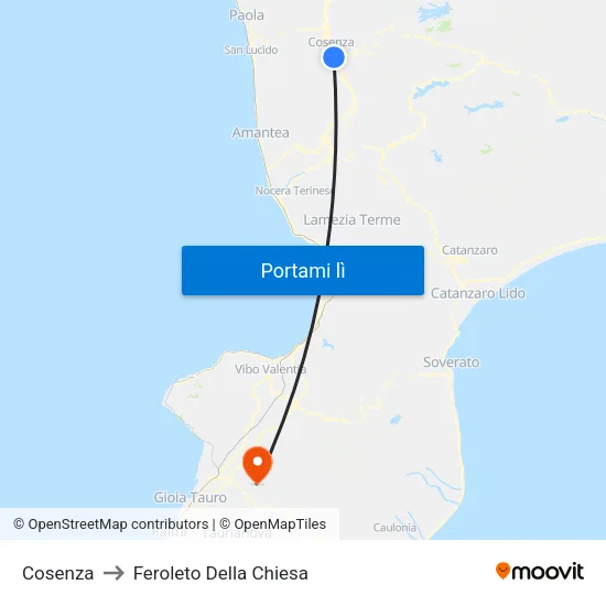 Cosenza to Feroleto Della Chiesa map