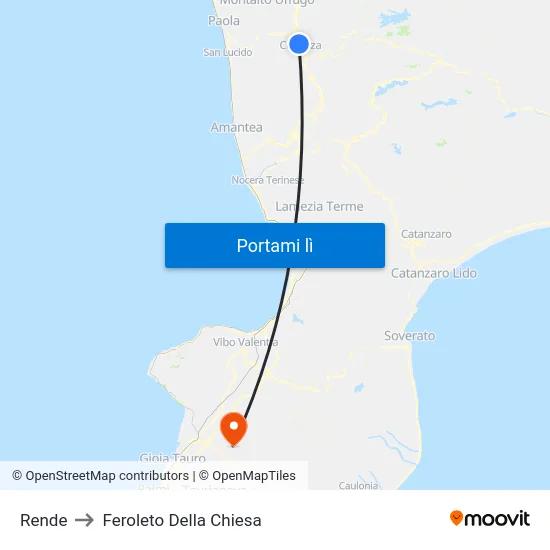 Rende to Feroleto Della Chiesa map