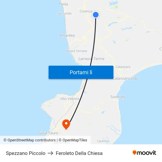 Spezzano Piccolo to Feroleto Della Chiesa map