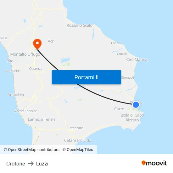 Crotone to Luzzi map