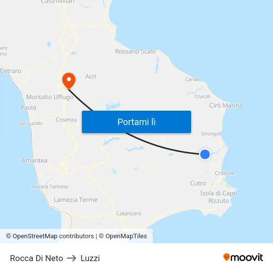 Rocca Di Neto to Luzzi map
