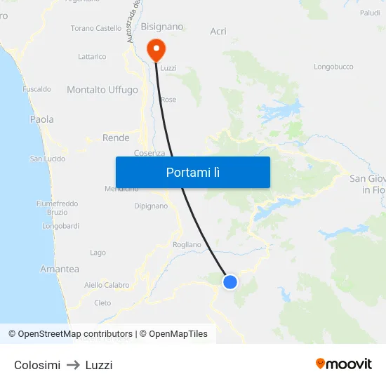 Colosimi to Luzzi map