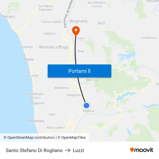 Santo Stefano Di Rogliano to Luzzi map