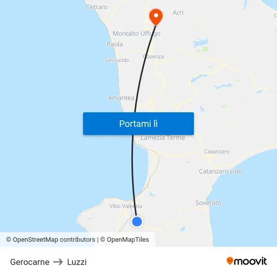 Gerocarne to Luzzi map