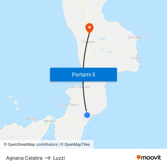 Agnana Calabra to Luzzi map