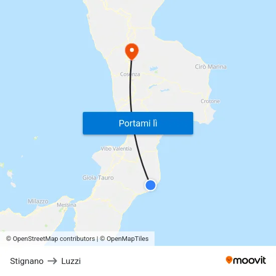 Stignano to Luzzi map