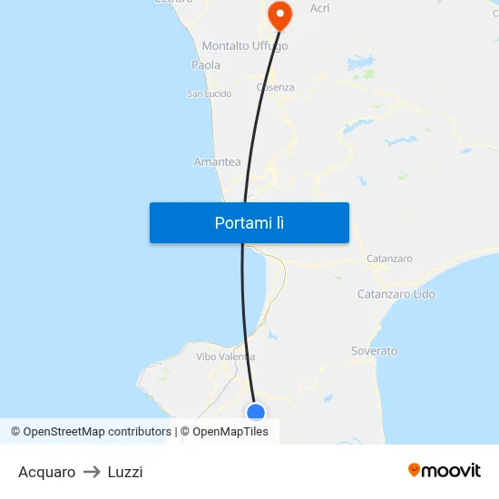 Acquaro to Luzzi map