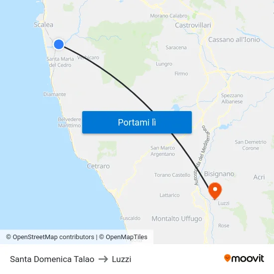 Santa Domenica Talao to Luzzi map