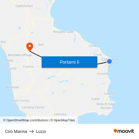 Cirò Marina to Luzzi map