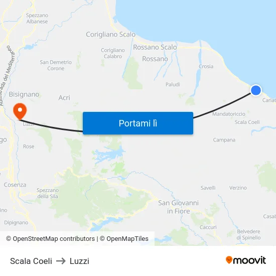 Scala Coeli to Luzzi map