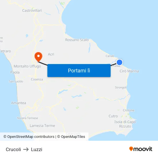 Crucoli to Luzzi map