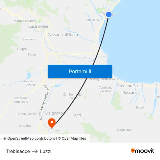 Trebisacce to Luzzi map