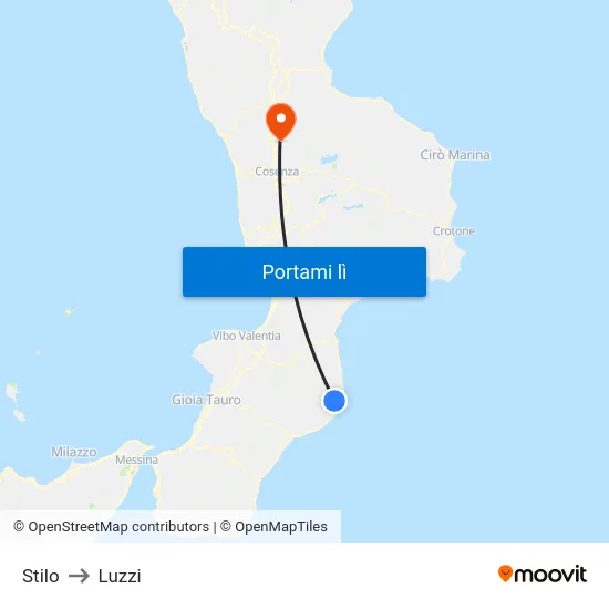 Stilo to Luzzi map