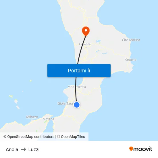 Anoia to Luzzi map