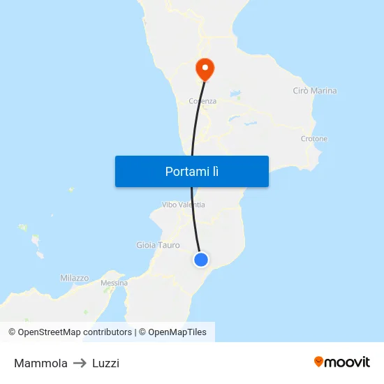 Mammola to Luzzi map