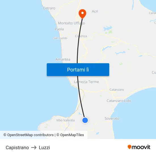 Capistrano to Luzzi map