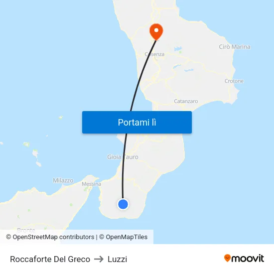 Roccaforte Del Greco to Luzzi map