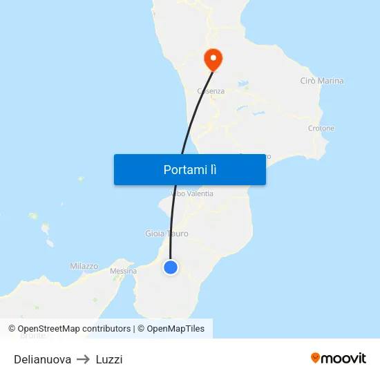 Delianuova to Luzzi map
