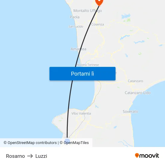 Rosarno to Luzzi map