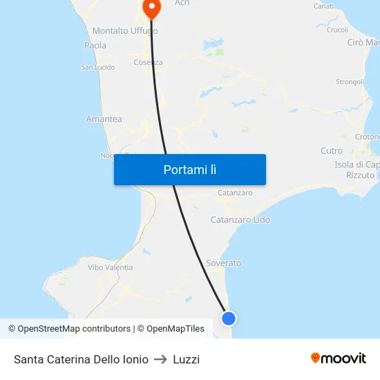 Santa Caterina Dello Ionio to Luzzi map
