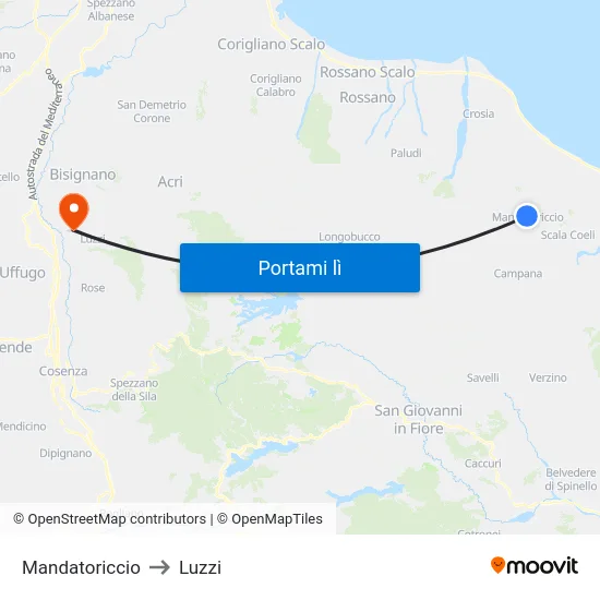 Mandatoriccio to Luzzi map