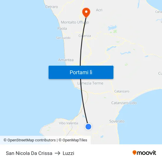 San Nicola Da Crissa to Luzzi map